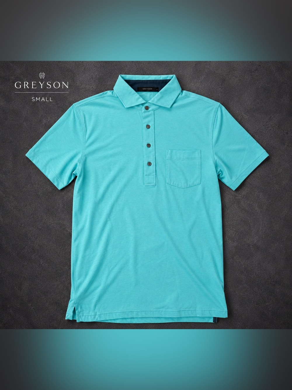 Greyson Mens S Aqua Blue Polo Shirt Pocket Short Sleeve NWOT